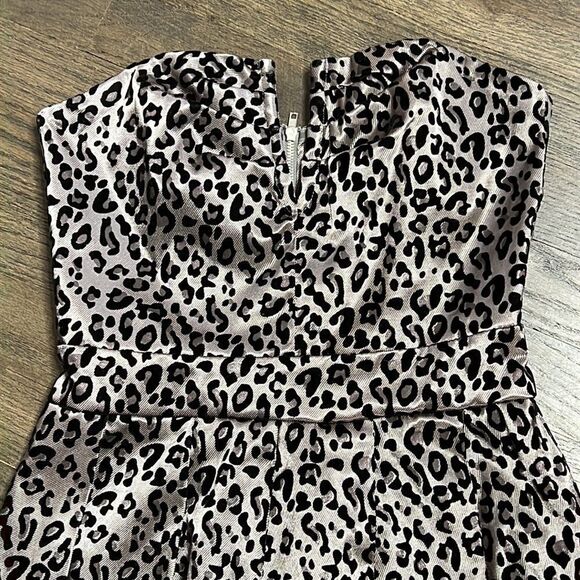 Tfnc london Stretch Cotton & Velvet Animal Print Strapless Mini Dress - Picture 3 of 8